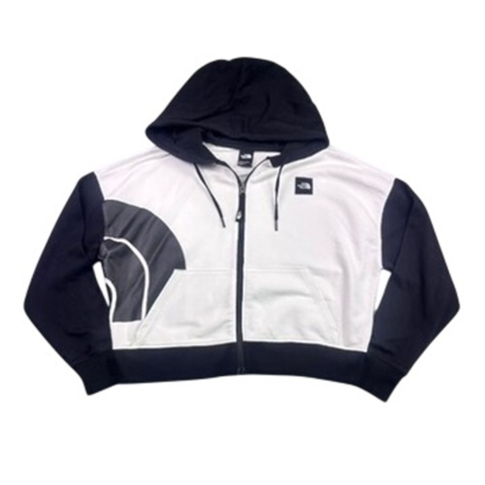 The North Face Colorblock Full Zip Hoodie Black White Gray‎ Women's S